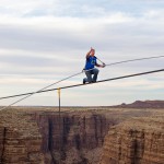 Nik Wallenda op een stalen koord